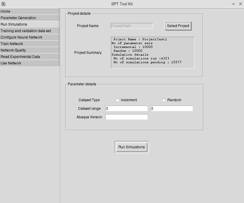 SPT Tool Kit — Run Simulations module